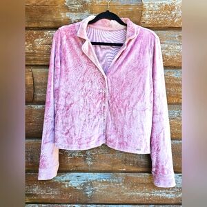 Gilly Hicks by Hollister Barbie Pink Velour Velvet Button Longsleeve Sleep Shirt